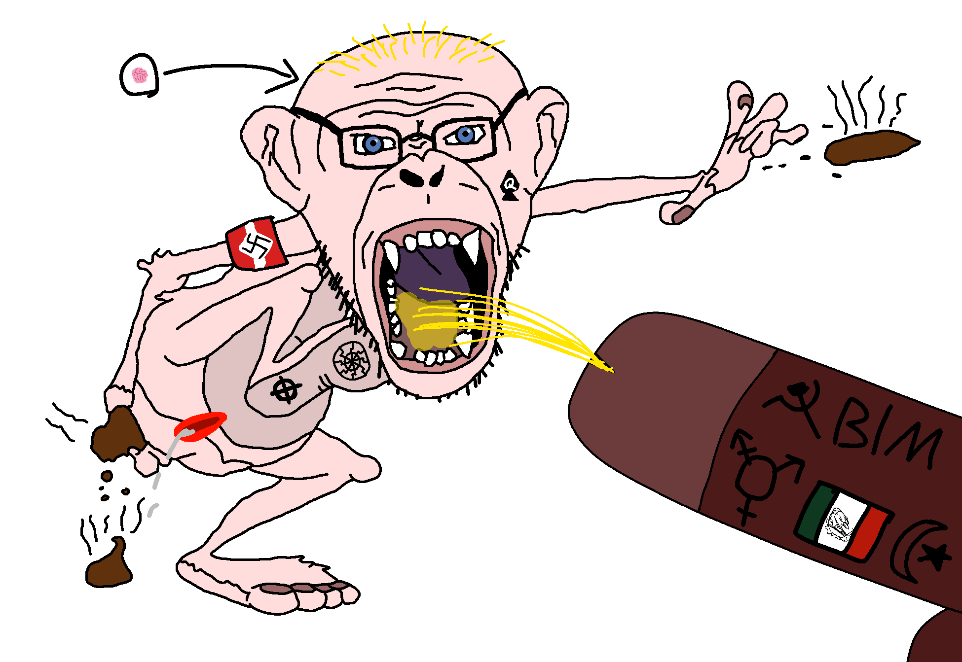 monkeyjak, aryan, a10 eyes, animal, anti nazi, armband, black lives matter, black skin, blonde hair, blood