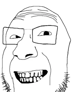 grinjak, bald, beard, glasses, grin, happy, smile, soyjak, teeth, transparent background