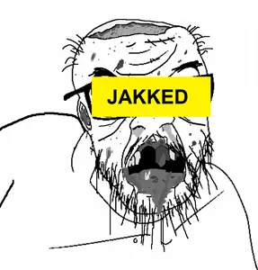 feraljak, blacked, blood, bloodshot eyes, brain, cross eyed, drool, glasses, jakked, mucus