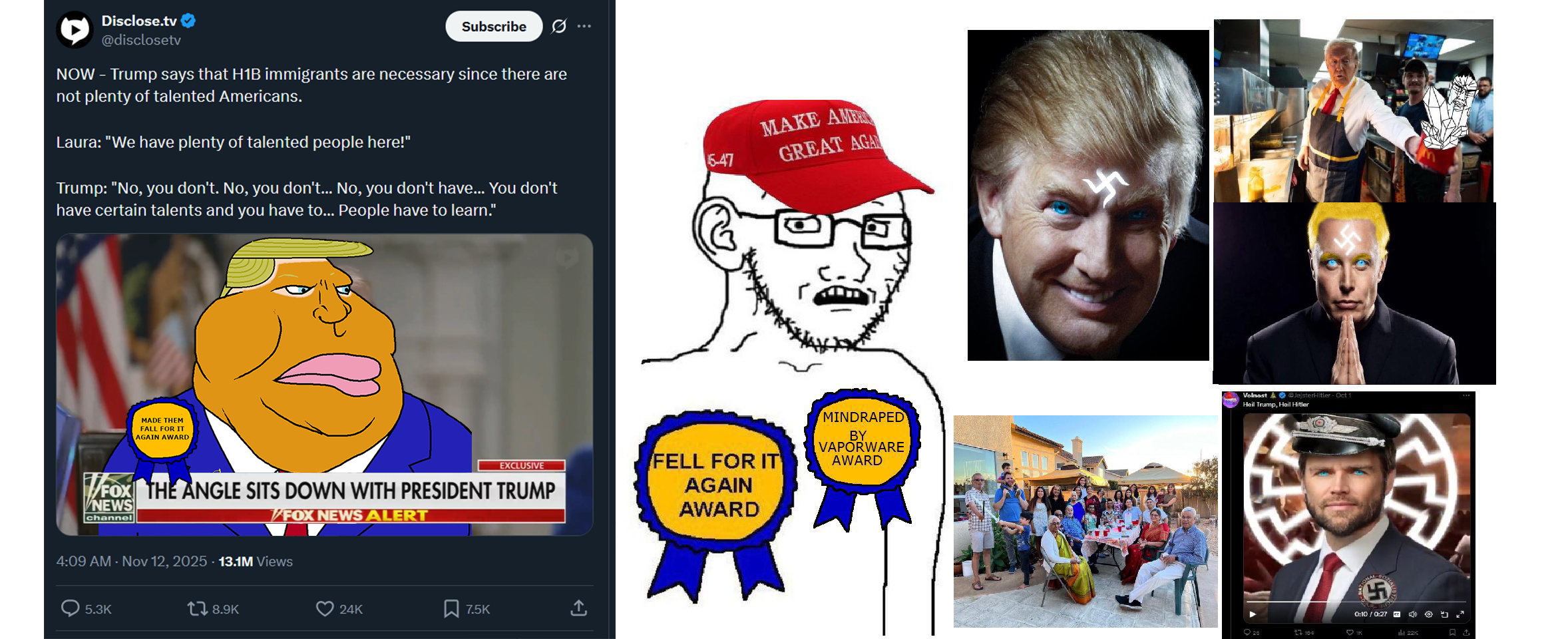 donald trump, meximutt, amerimutt, aryan, a10 eyes, award, blonde hair, blue eyes, clothes, elon musk