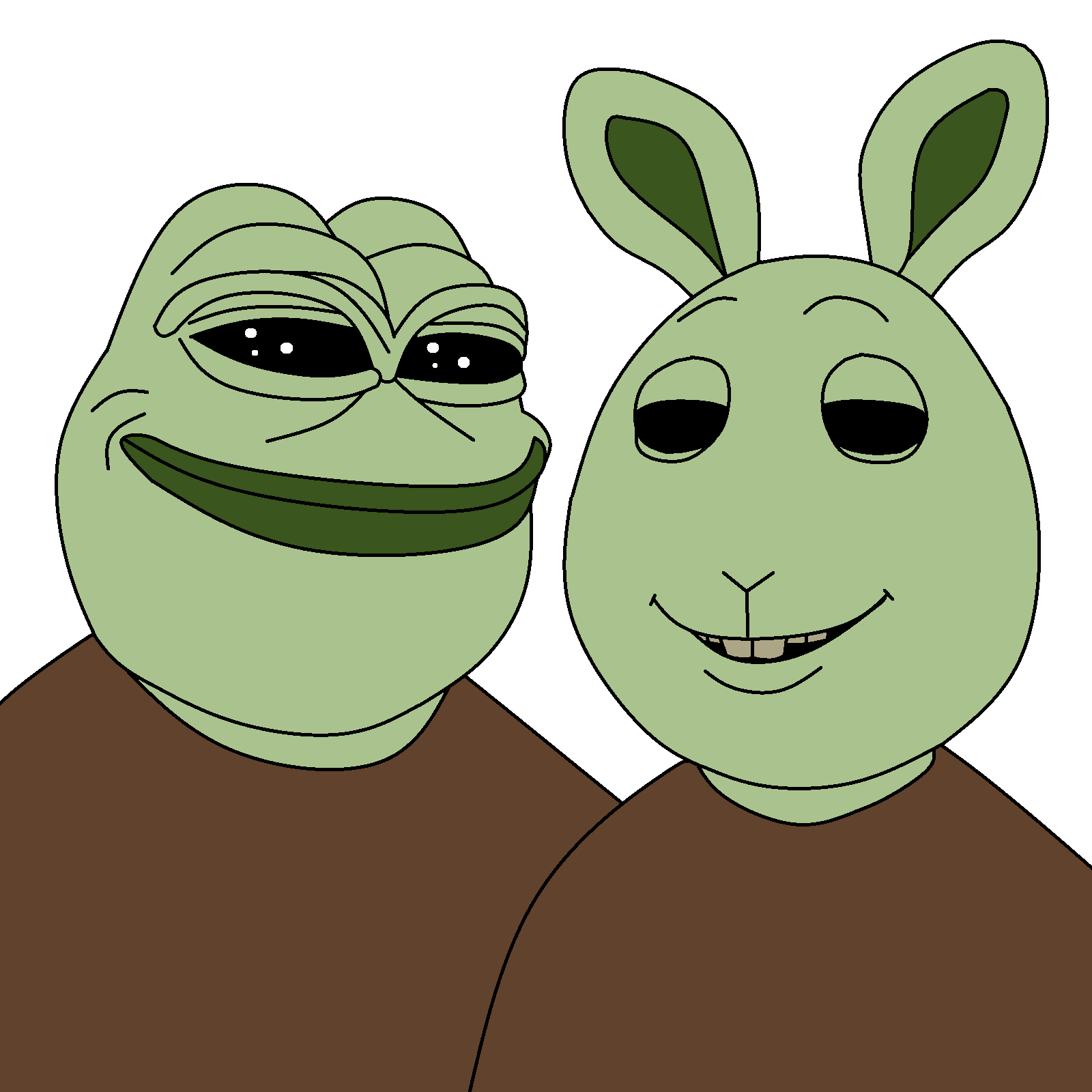 buster baxter, pepe, pepelaugh, zombiejaks, amphibian, animal, big ears, black sclera, brown shirt, buck teeth