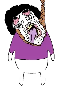 SoyBooru.com - 144113 - afro bloodshot_eyes crying deformed hair mustache open_mouth rope soyjak stubble subvariant_brunetto suicide template transparent_background variant_bernd.png