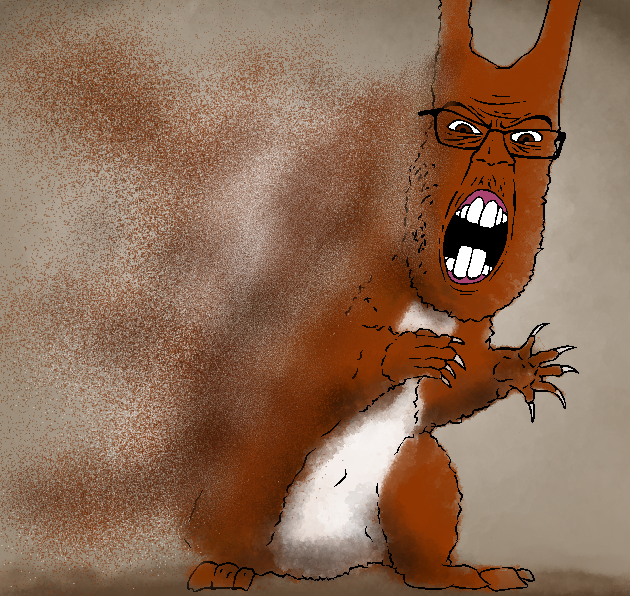 feraljak, feralrage, feralsquirrel, squirreljak, angry, animal, art, background, brown eyes, claw