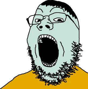 squidward tentacles, gapejak, black hair, eyes, glasses, green skin, hair, mouth, nose, open mouth