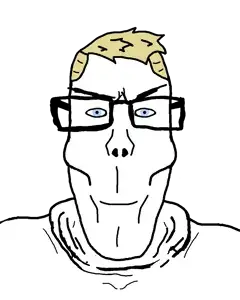 markiplier soyjak, euroaryan, euromutt, aryan, euromutt, a10 eyes, aryan chad, glasses, transparent background, uncolored skin
