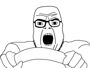 unknown, glasses, open mouth, soyjak, stubble, white background