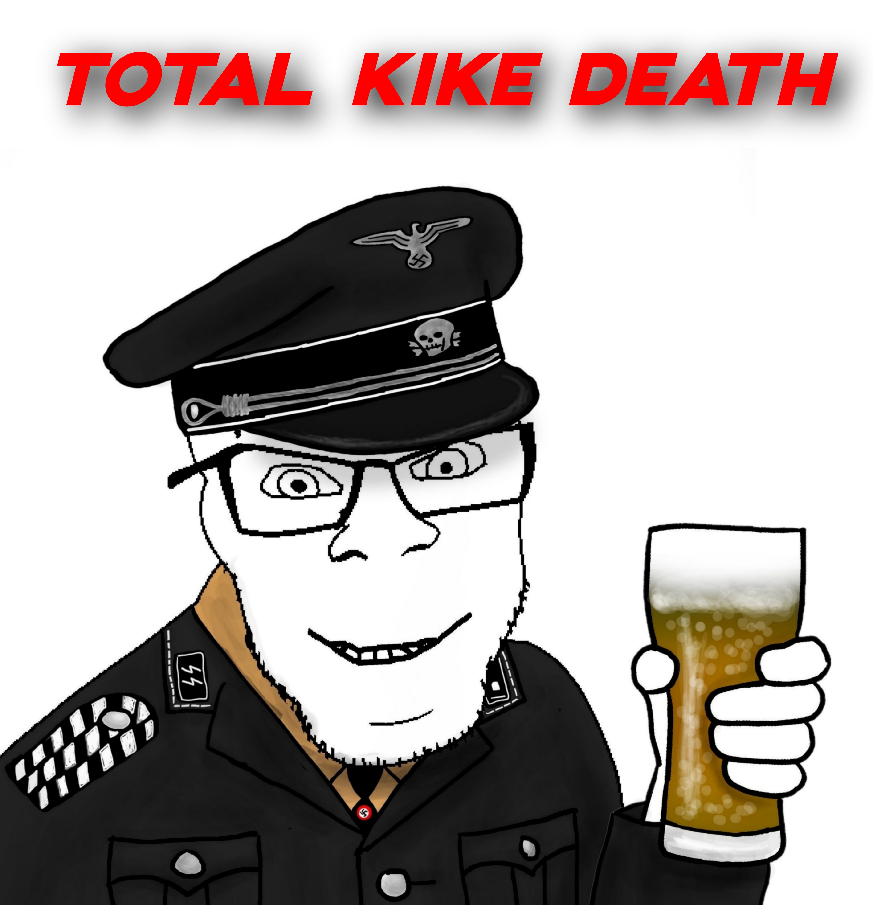 feraljak, alcohol, antisemitism, beer, black clothing, cap, cheering, closed mouth, clothes, drink