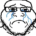 markiplier soyjak, yt emote jaks, closed mouth, crying, emoticon, glasses, nose, stubble, tear, white background