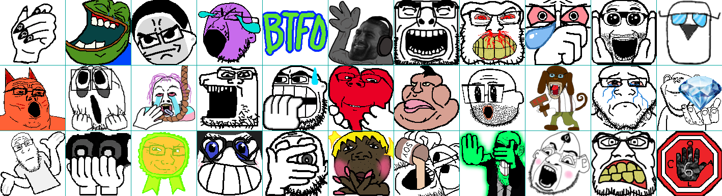 gigachad, pepe, soytan, alicia, chudjak, cobson, cryboy soyjak, el perro rabioso, feraljak, gapejak