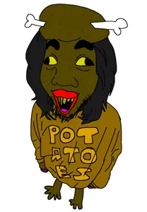 dersoylentdrinker, derpjak, bone, clothes, full body, hair, lipstick, nigger, potato, smile