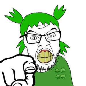 feraljak, 4chan, 4cuck, angry, animated, anime, closed mouth, clothes, glasses, green shirt