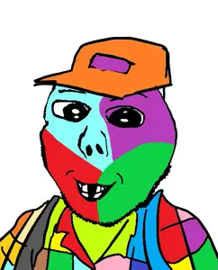 gapejak, david, wholesome soyjak, colorjak, clothes, deformed, hat, smile, sneed, soyjak