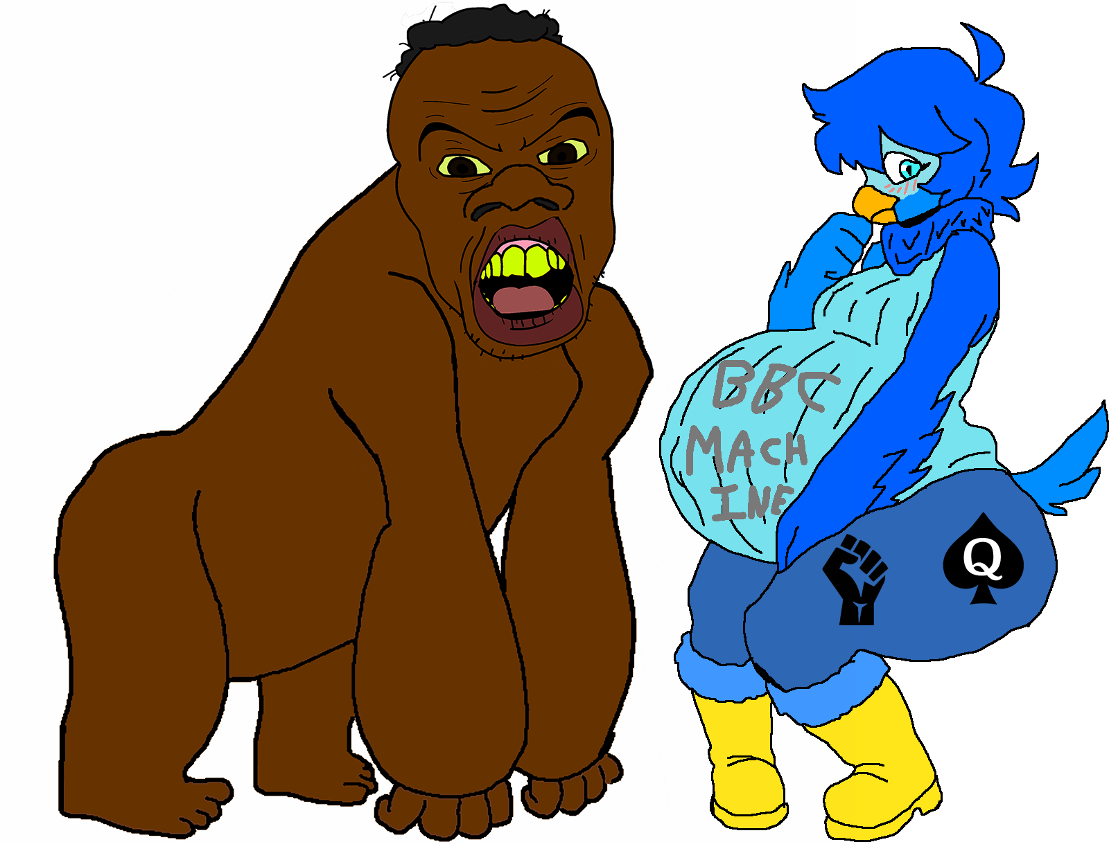 martlet, sheeeit, feraljak, feralnigger, angry, animal, anthro, ape, beak, bird