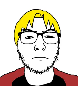 uncjak, natejak, blonde hair, closed mouth, glasses, hair, nuvariant, soyjak, stubble