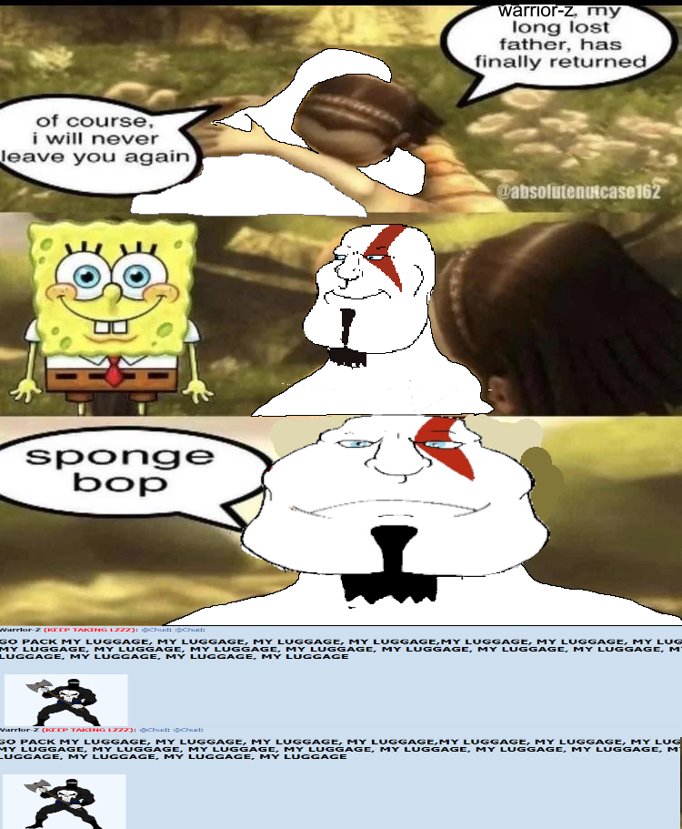kratos, spongebob squarepants, chudjak, meximutt, mexiaryan, perceptive chud, arabic text, axe, balaclava, bat