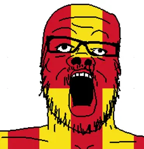 a24 slowburn soyjak, /int/, county, england, flag, glasses, northumberland, open mouth, soyjak, stubble