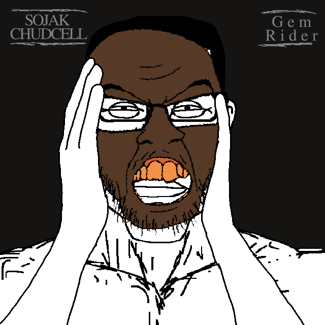 taceboi23, chudjak, feraljak, perceptive chud, perceptive chud front, 2soyjaks, album cover, arm, black skin, front view