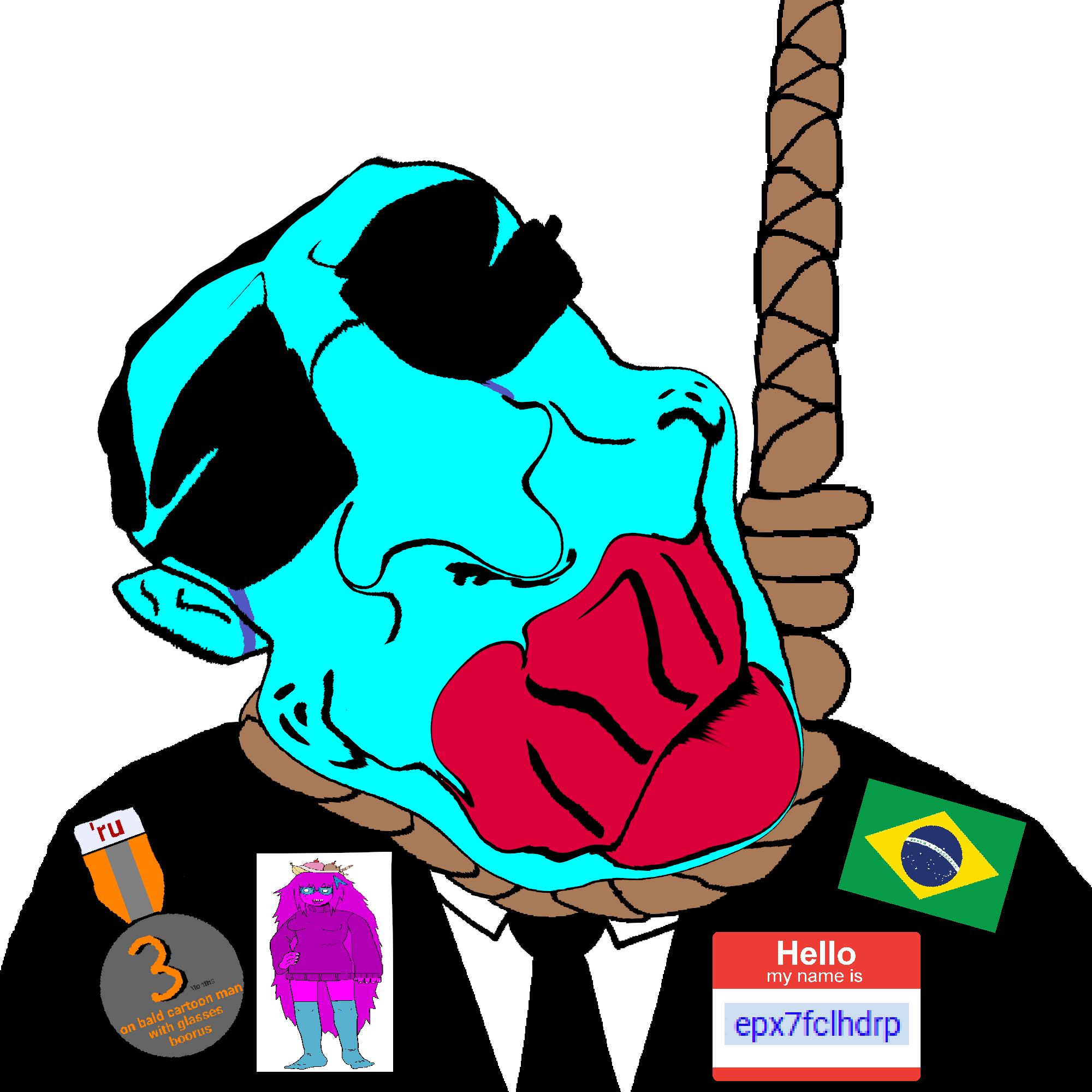 femquote, chudjak, jartycuck, patrick, award, badge, blue skin, clothes, glasses, jartynigger