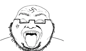 bvlljvk, bald, beard, fat, glasses, swastika, tongue