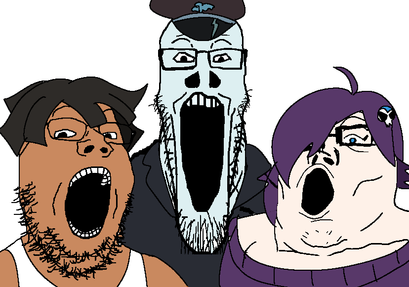 gapejak, markiplier soyjak, tony soprano soyjak, ahoge, artists, beard, blue eyes, bone, bones, brown skin