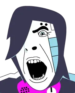 cobson, blue eyes, body, eyebrows, glasses, hair, mettaton ex, no glasses, open mouth, pink