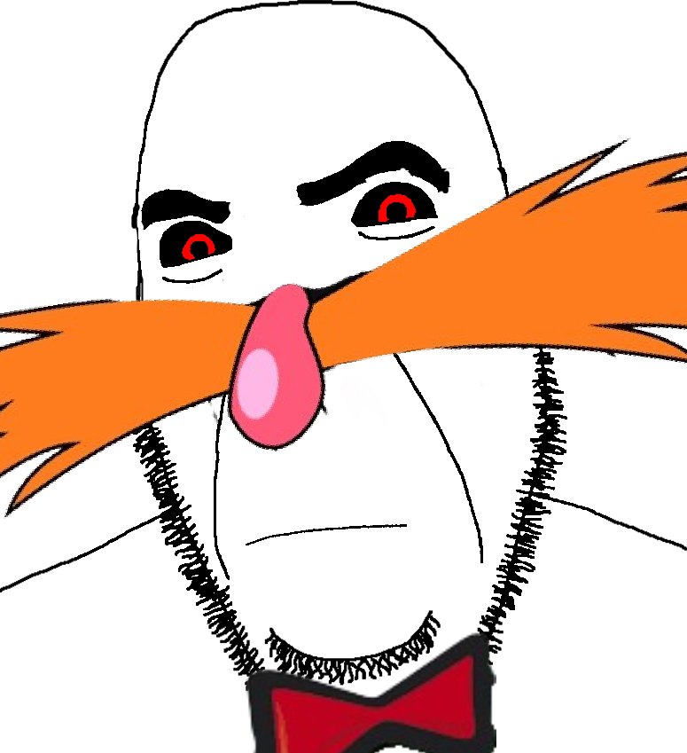 dr. eggman, sonic the hedgehog, cobson, bald, black sclera, bowtie, bushy eyebrows, closed mouth, frown, glasses