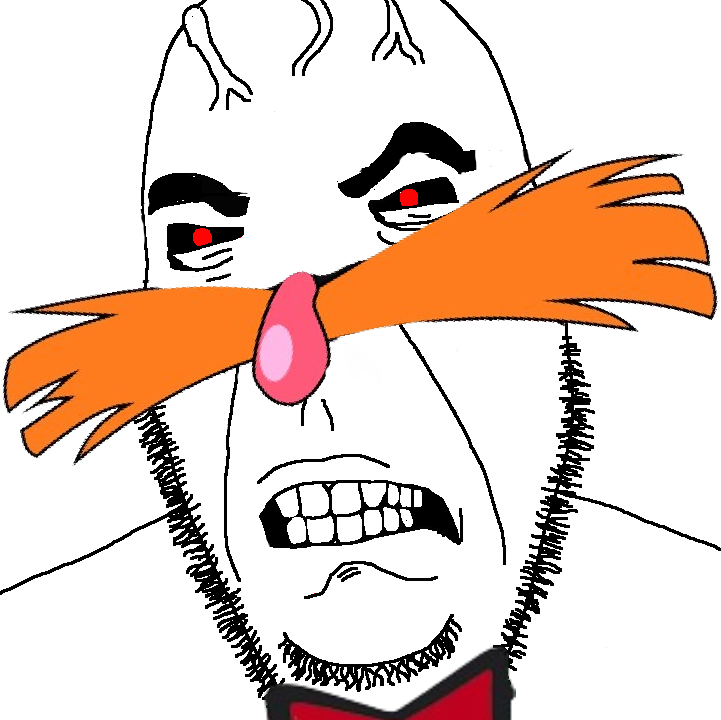 dr. eggman, sonic the hedgehog, cobson, angry, bald, black sclera, bowtie, bushy eyebrows, clenched teeth, closed mouth