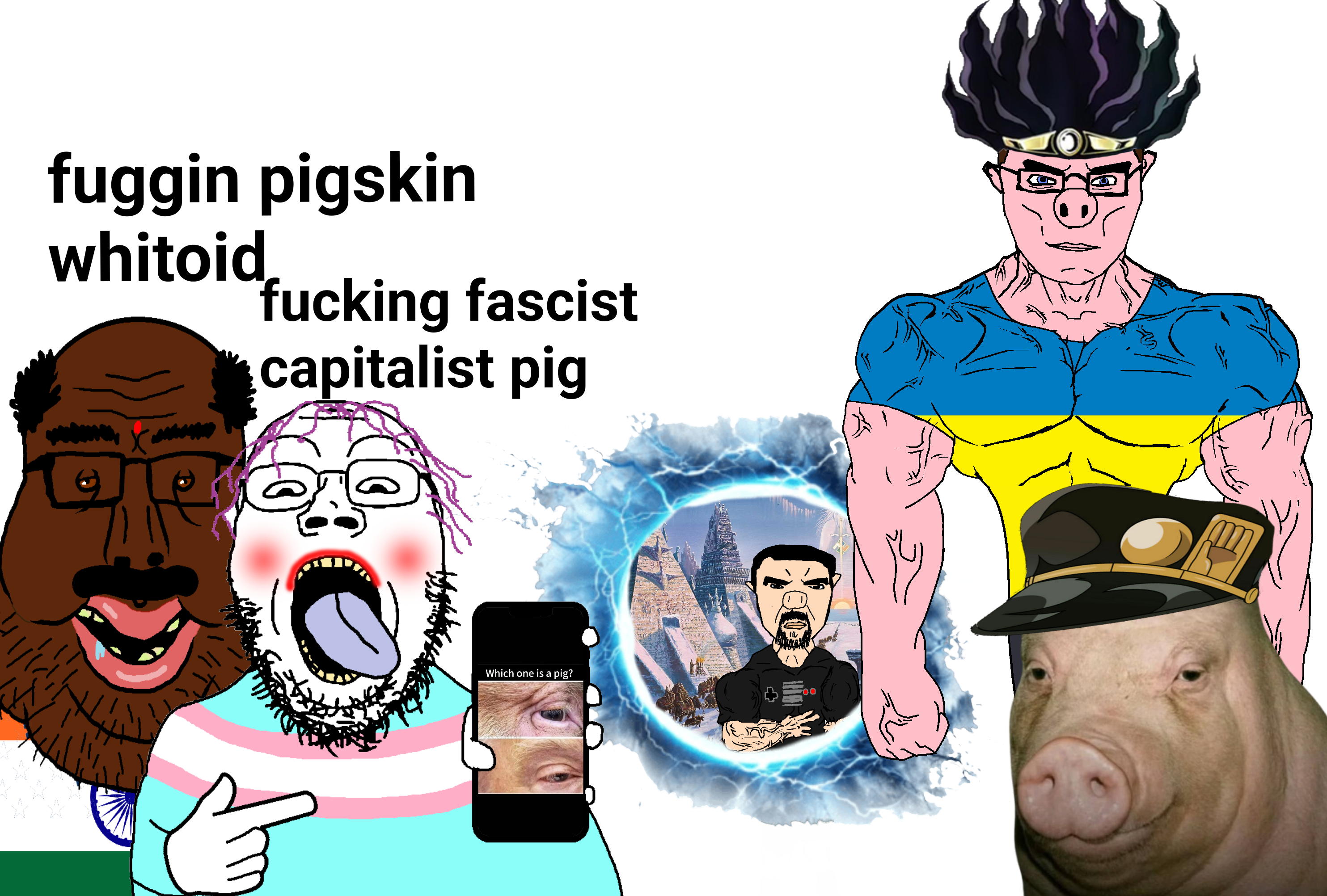 jotaro kujo, bernd, chudjak, impish soyak ears, chudjak front, markiplier amerimutt, muscular chud, unbotheredchud, aryan, a10 eyes
