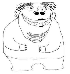 megalotroon, black and white, fat, full body, hair, lips, standing, tranny, transparent background, uncolored skin