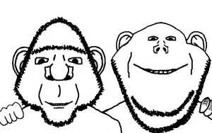 impish soyak ears, impish front, ishish front, ishish soyak ears, trios & duos, 2soyjaks, bald, ear, hair, looking at you
