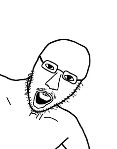 unknown, arm, bald, glasses, looking at you, mustache, nose, open mouth, stubble, teeth