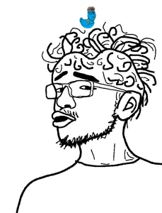 smugjak, unknown, 2soyjaks, badge, ear, glasses, hair, neck, open mouth, stubble