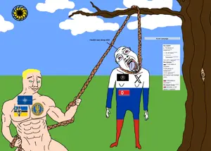 SoyBooru.com - 85334 - 3soyjaks arm bloodshot_eyes buff closed_mouth clothes crimean_tatar crying drawn_background ear flag_crimean_tatar full_body glasses grass hand hanging holding_object holding_rope irl leg lync.png