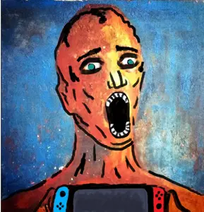 unknown, art, nintendk, nintendo, nintendo switch, open mouth, soyjak, video game