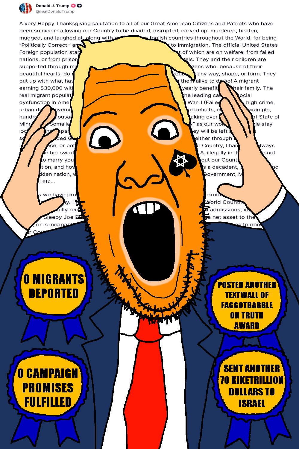 donald trump, ppp, award, awards, blonde hair, blue suit, clothes, fat, hair, hands