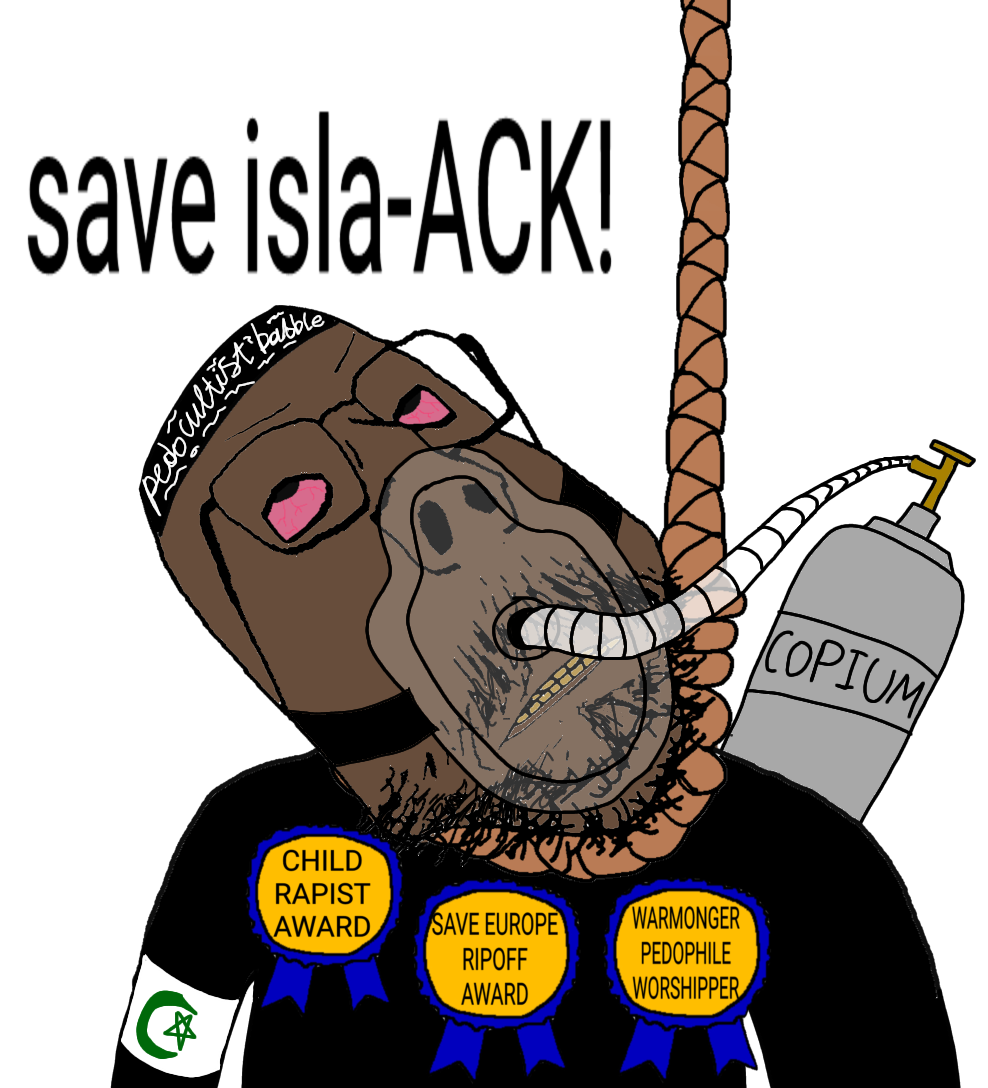 gapejak, ack, award, beard, black shirt, bloodshot eyes, copium, cultist, hanging, headband