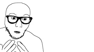fnaf boy, unknown, beard, eyes, glasses, hands, suprised, teeth