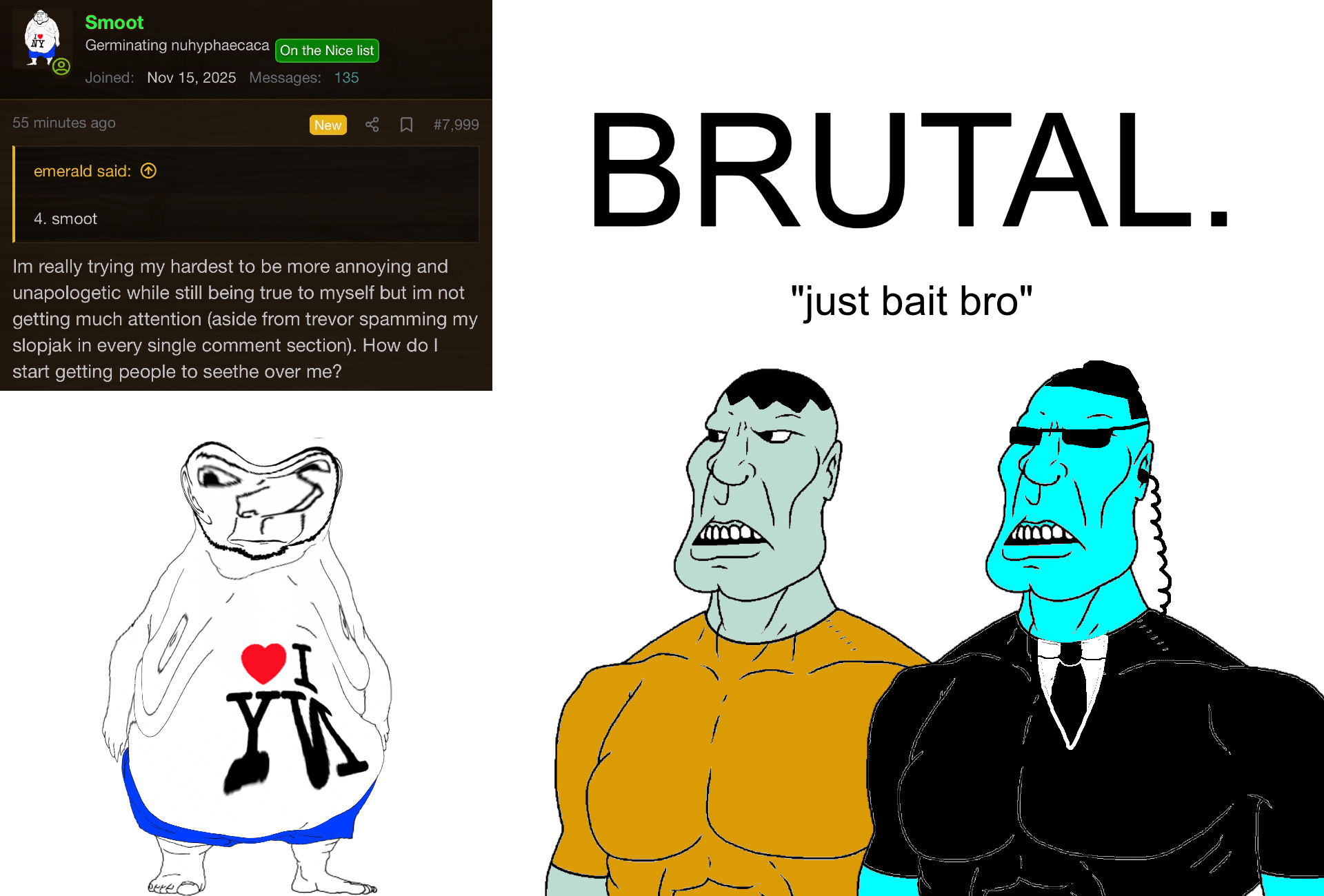 squidward tentacles, impish soyak ears, meximutt, ishish soyak ears, mexibrute, 2025, abs, black hair, blackpill, blackpilled