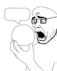 talkingballsoyjak, ball, glasses, hands, holding object, open mouth, soyjak, stubble