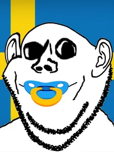 impish soyak ears, swedenborg, country, deformed, ear, flag, pacifier, smile, soyjak, stubble