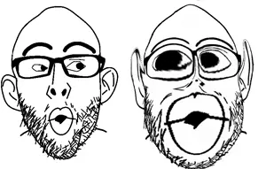 dersoylentdrinker, nojak, nogoblin, big lips, deformed, distorted, ear, glasses, lips, looking at each other