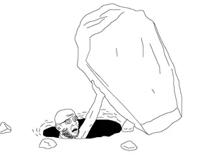 unknown, afraid, arm, holding object, hole, rock
