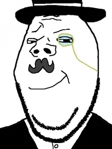gapejak, wholesome soyjak, clothes, glasses, hat, monocle, mustache, smile, smirk, soyjak