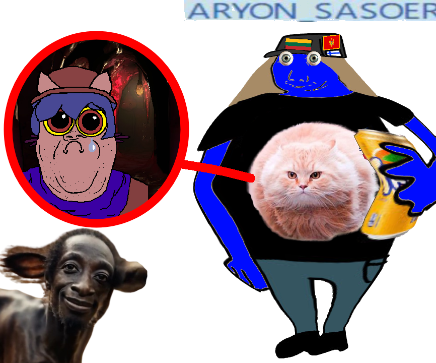 niko (oneshot), alicia, kuzjak, animal, beige skin, belly, big belly, black shirt, blue pants, blue skin