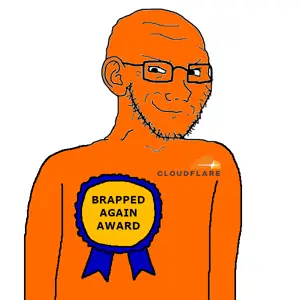 soyak, soyak (smug), award, closed mouth, cloudflare, ear, glasses, logo, orange skin, smug