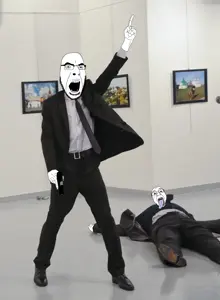 bernd, cobson, 2soyjaks, assassination, assassination of andrei karlov, belt, bloodshot eyes, clothes, crying, dead