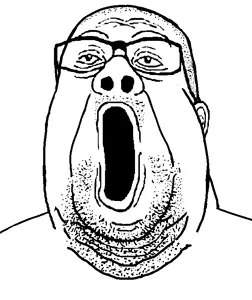 reaction soyjak, reaction fat soyjak, bald, chin, double chin, ear, fat, glasses, lips, obese