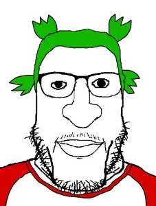 markiplier soyjak, carbjak, 4chan, glasses, green hair, hair, looking at you, stubble, transparent background