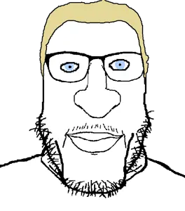markiplier soyjak, carbjak, aryan, a10 eyes, blonde hair, blue eyes, glasses, hair, looking at you, stubble