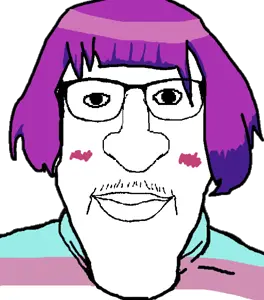 markiplier soyjak, carbjak, glasses, hair, looking at you, stubble, tranny, transgender pride flag